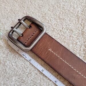 Lucky Brand Brown Leather Belt Double Center Stitch Double Prong Men's Sz 42 NWT